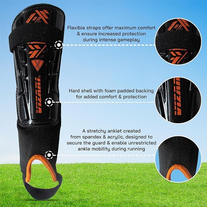 VIZARI Malaga Soccer Shinguard | Durable Soccer Shin Guard with Tough Protection & Elastic Straps | Breathable, Moisture-Wicking Youth Soccer GearProduct - Image 3